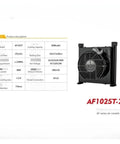 Hydraulic Oil Cooler For CNC Lathe Oil Pump Air Cooled Heat Exchanger With 720 Kcal Per Hour Cooling 10 Liters Per Minute Flow 12V Power Workhorse Radiator For Wide Industrial Jobs alongside specifications chart