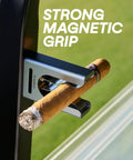 Magnetic Cigar Holder For Golfers Pocket Size One Hand Access Adjustable Clip Fits 30 To 60 Ring Gauge Aluminum Alloy Magnetic Grip
