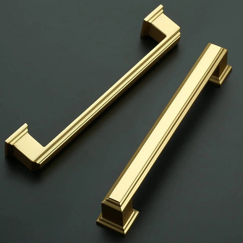 Premium Brushed Gold Drawer Pulls 10 Pack 5 Inch Cabinet Handles with smooth surface and modern design for easy installation.