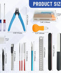 20 Piece Model Tool Kit For Gundam Plastic Models A Handy Hobby Builder Set with tools and sizes displayed on chart.