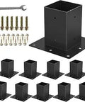 Ten Pack 6x6 Post Base Brackets Built Tough Heavy Duty Metal With Black Powder Coat Inner 5.6x5.6 Inches Fits 6x6 Wood Posts