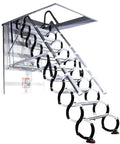 Killer Electric Attic Ladder With Slick Remote Control Pull Down Telescoping Ceiling Stairs Solid Aluminum Build, showing aluminum stairs.