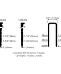 Diagram showing T-cleats, L-cleats, and 1/2 inch staples for the Three In One Pneumatic Flooring Nailer And Stapler For Tongue And Groove Hardwood.
