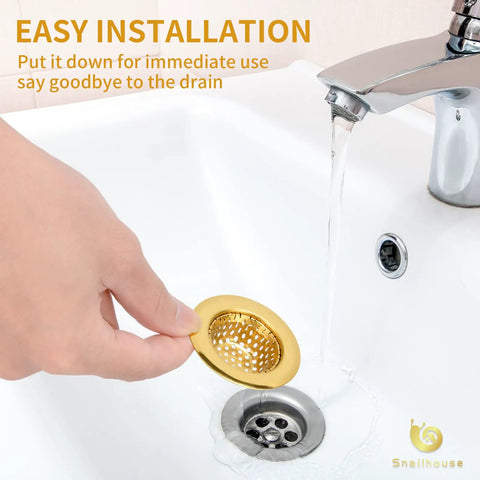 Heavy Duty Stainless Steel Bathroom Sink Strainers 2 Pack Anti Clog Mesh Drain Screen Hair Catcher For Utility Sink Gold Basket Cover That Works Like A Charm And Keeps Your Drain Flushing Smooth All Day Long