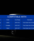 Buick Enclave Front Inner Outer Tie Rod End Kit 4Pc 2008 2017 Rock Solid Steering Linkage Replacement With Premium Material For Smooth Handling, Easy Install, And Long Lasting Durability. compatibility chart image for front outer inner tie rod end