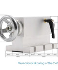 Dimensional drawing of Heavy Duty CNC Tailstock For A Axis And Fourth Axis Rotary Mounts with details on size and design.