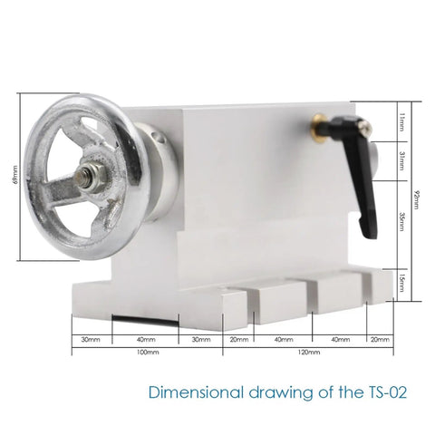 Dimensional drawing of Heavy Duty CNC Tailstock For A Axis And Fourth Axis Rotary Mounts with details on size and design.