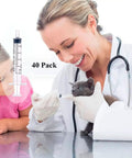 40 Pack 2ml Plastic Syringes With Individual Seals Clear Measurement Marks Smooth Plunger No Needle Ideal For Pet Feeding Plant Watering Lab Practice Medical Students Measuring Refilling Oil Or Glue, vet feeding kitten