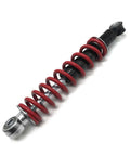250mm Front And Rear Suspension Spring For 70cc To 125cc ATV Go Kart Buggy Dirt Bike Pit Bike Shock Absorber With Threaded Mount For Quick Install And Easy Height Adjustment Plus Preload Tuning To Boost Stability On Road And Trail - side view showing threaded body and red spring
