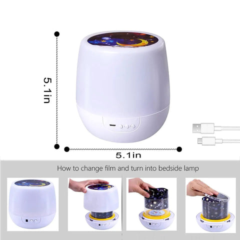 Kids Night Light Projector With USB Cable, 360 Degree Rotating Star Sky Lamp For Bedroom, Six Color Modes And Three LED Bulbs