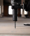 Four Piece Dry Diamond Drill Bits Set For Tile Porcelain Ceramic Stone Glass Granite Marble 6mm Diamond Hole Saw Core Bits With Round Shank Not For Wood being used in a drill.