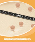 Small Wooden Hole Plugs Set 50 Pcs Natural Finish shown on wood surface with measuring tape for DIY projects