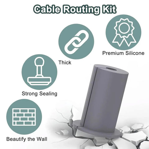 Heavy Duty 6 Pack Rubber Cable Routing Kit With Wall Grommets For Sleek Furniture And Drywall Hole Bushing To Keep Your Wires Protected And Manageable Without Messy Cords Hanging Around. Gray silicone wall grommet, thick, strong sealing
