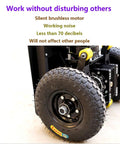 Close-up of Top Tier Electric Stair Climbing Trolley Hand Truck With 1200W Brushless Motor highlighting rubber tires for smooth operation.