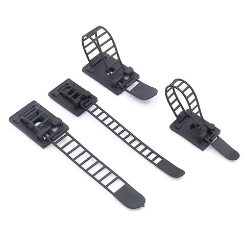 Adjustable Nylon Cable Ties Set With Self Adhesive Pads, 50 Pack In Two Sizes For Easy Wire Management, Zipper Design Cord Clamps For Quick Add Or Remove Cables, Reusable And Durable Black