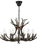 Big Statement Industrial Rustic Antler Chandelier With 9 Antlers And 6 Lights In Coffee Black Finish for Living Room