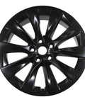 Top Shelf Freshly Reconditioned 19 Inch Oem Wheel For Tesla Model S 2016 Clean Black Coating, front view with shiny spokes.