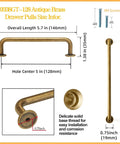 Six Pack Antique Brass Cabinet Pulls Zinc Alloy Hardware For Drawer Kitchen Cupboard 5.04 Inch Center To Center Vintage Bronze Bar