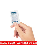Close-up of individual Ibuprofen packet from Travel RX Medicine Kit Bulk Travel Kit With Individually Wrapped Medications For Indigestion.