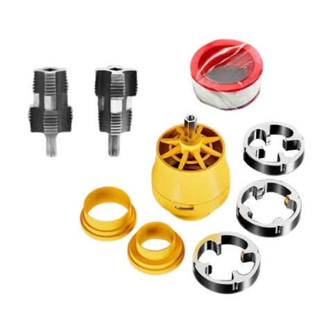 Killer Precision One Inch Water Pipe Threading Tool Built Hella Tough Die Cast Metal with yellow and silver components.