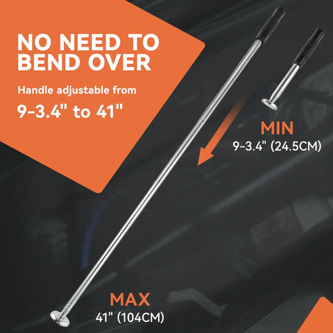 Magnetic Pickup Tool Telescopes To 41 Inches With 50 Pound Pull Extendable Magnet Wand With Parts Tray Rubber Grip Handle Chrome Base Handy For Cars Garage And Home Repairs