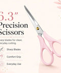 Pink Acrylic Scissors 6.3 Inch Craft Shears With Ultra Sharp Stainless Steel Blades For Home Office Or School