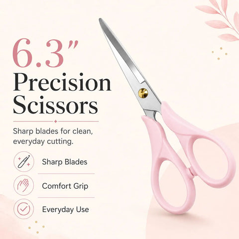 Pink Acrylic Scissors 6.3 Inch Craft Shears With Ultra Sharp Stainless Steel Blades For Home Office Or School