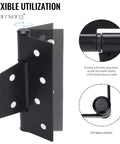 Close-up of 10 Inch T Strap Gate Hinges Heavy Duty Shed Barn Door Hinges Black Tee Hinges showing flexibility and rotation details.