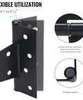 8 Inch T Strap Gate Hinges Heavy Duty For Shed Barn Door Black Tee Hinges For Wooden Fence Yard Gate Wrought Iron Rustproof 2 Pack Durable Weather Resistant Build, black steel hinge close-up with 270-degree rotation