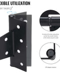 Close-up of 6 Inch T Strap Gate Hinges Tough As Nails Heavy Duty Barn Door Hardware, black powder coated with flexible mechanism.