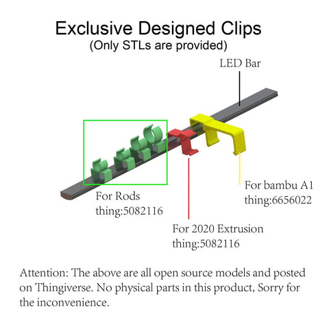 3D printed clips for Double LED Light Bar Kit For 3D Printer Enclosures 5W Each 6000K White Light USB Powered