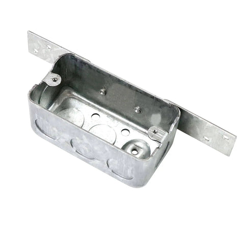 Eight Pack 4 By 2 Inch Metal Electrical Box With Bracket And Seven One Half Inch Knockouts for wood or metal studs for DIY installation