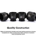 Heavy Duty Nine Piece Three Quarter Inch Drive Impact Socket Set With Half To Three Quarter Inch Adapter Six Point CR MO