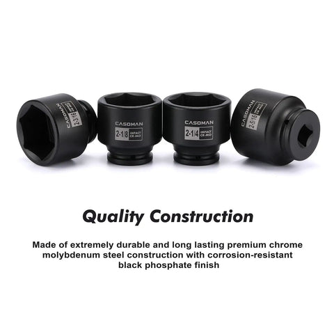 Heavy Duty Nine Piece Three Quarter Inch Drive Impact Socket Set With Half To Three Quarter Inch Adapter Six Point CR MO