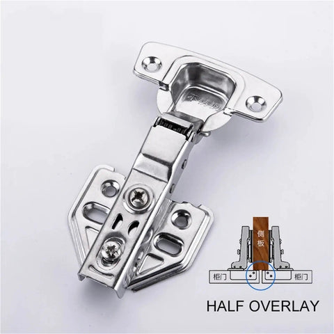 One Piece Door Hydraulic Hinges Damper Buffer Soft Close Furniture Hardware For Half Overlay Doors With Adjustable Damping
