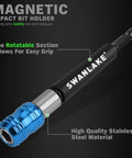 Magnetic impact bit holder with rotatable section from Heavy Duty Impact Torx Bit Set 27-Piece With 1 In And 2 In Tamper Proof Security Bits