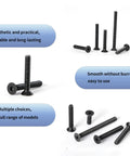 M4x6mm Flat Head Hex Socket Cap Screws 50 Pieces, 10.9 Grade Alloy Steel, Black Oxide Finish, diverse sizes and configurations