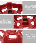 Red 7x7mm Gate Valve Shutoff Handles Set For Industrial Valve Control Go To Pro Grade Heavy Duty Metal Ball Hand Wheels Replacement Water Fittings Knobs With Flat Bottom Design Keeps Debris Away