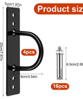 Heavy Duty Battle Rope Anchor Wall Mount Kit With Solid Iron Brackets Bolts For Gym Rigs showing four brackets and sixteen bolts.