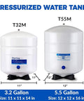 Five Point Five Gallon Pre Pressurized Water Storage Tank For Home RO Systems White With Food Grade Butyl Diaphragm Stainless Steel