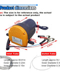 No Sweat Oil Change Pump Extractor With Hose Straight Up 12V Fluid Transfer and Scavenge Suction Changer size dimensions and features.