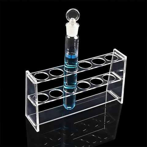 Clear Acrylic Six Well Test Tube Rack For Ten To Sixteen Milliliter Centrifuge Tubes Durable Lab Display Holder.