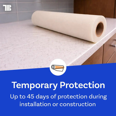 Mad Durable Countertop Protection Film 24 Inch Wide By 600 Feet Long Self Adhesive Clear Countertop Protector on kitchen surface
