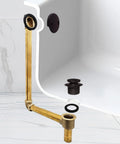Heavy Duty 17 Gauge Brass Bathtub Drain Assembly featuring a Tip Toe Drain Closure and Smooth Oil Rubbed Bronze Trim.