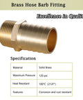 Solid Brass Hose Barb Fitting 1 Inch To 1 Inch NPT Male Adapter For Air Water Fuel And Home Brew Plumbing, corrosion resistant