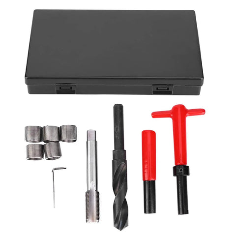M18x1.5 Helicoil Thread Repair Tool Kit Internal Thread Inserts Pack Of 10 For Auto Repair And Home Mechanics, tools laid out