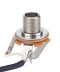 Close-up of a guitar wiring harness jack from the 2 Volume 2 Tone Guitar Wiring Harness With 3 Way Switch 500K Pots Copper Shaft Sleeve