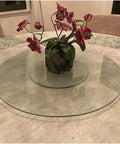 Tempered Glass Rotating Tray Round Lazy Susan For Dining Table 39 Inch Turntable Serving Plate Durable Glass Surface