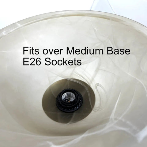 Alabaster Amber Glass Lamp Shade Replacement For Floor Lamps With E26 Medium Base Socket, interior view showing socket fitting