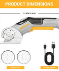 DEKOPRO 4v Cordless Electric Scissors With Safety Lock Cardboard Cutter For Leather Plastic Canvas And Carpet Type C Rechargeable Blade Set Gray dimensions with blades and charging cable